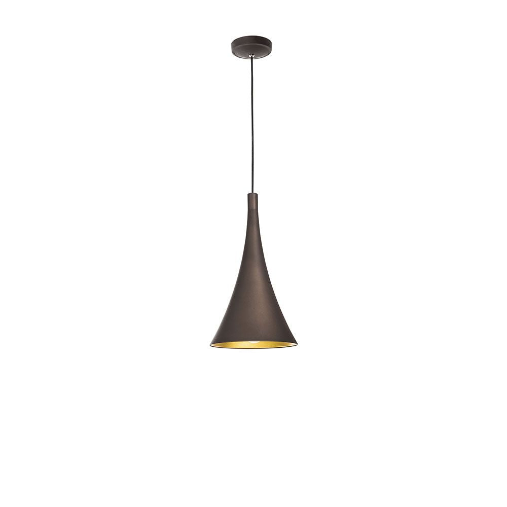 Nuorese Pendelleuchte in Braun und Gold, modern und stilvoll, aus Aluminium, individuell kürzbar, ohne Leuchtmittel.