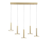 Palencia LED Hängelampe 5-flg. Reihung Gold