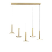 Palencia LED Hængelampe 5-pære. Guldserie med moderne design og varmt hvidt lys.