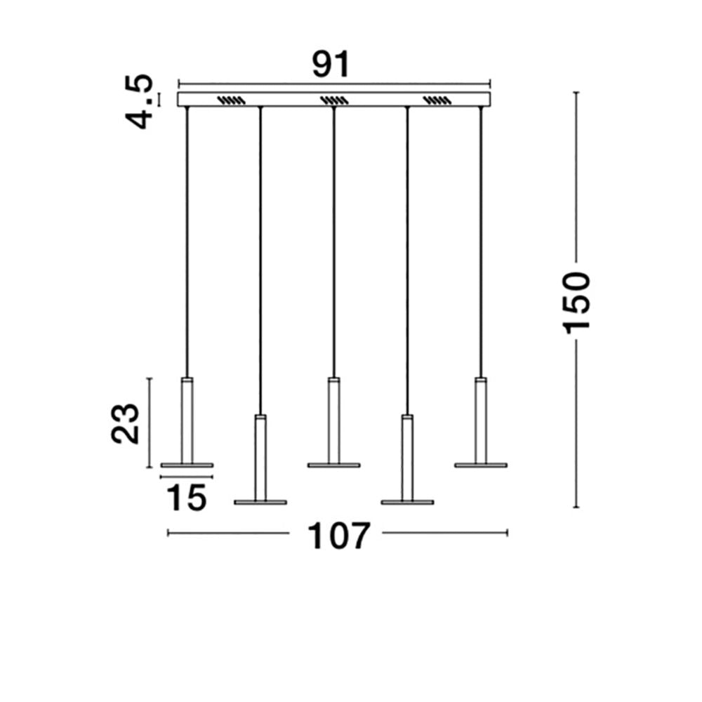 Palencia LED Lampe suspendue 5-FLG. Or inversé