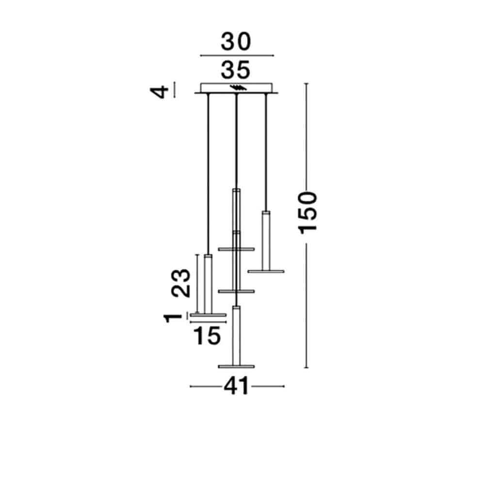 Palencia LED Pendant lampe 5-FLG. Suspension ronde