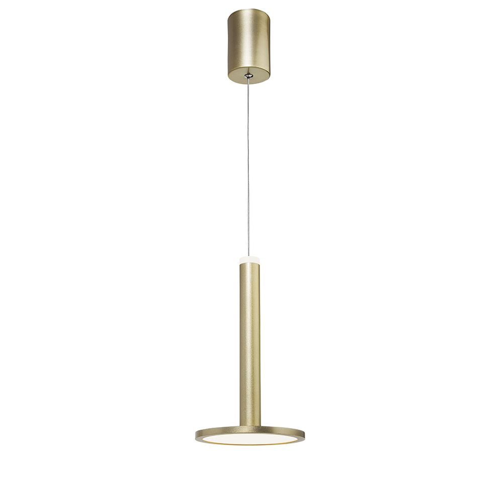 Moderne Palencia LED Pendelleuchte aus goldenem Metall, warmweißes Licht, ideal für Esszimmer und Wohnräume.