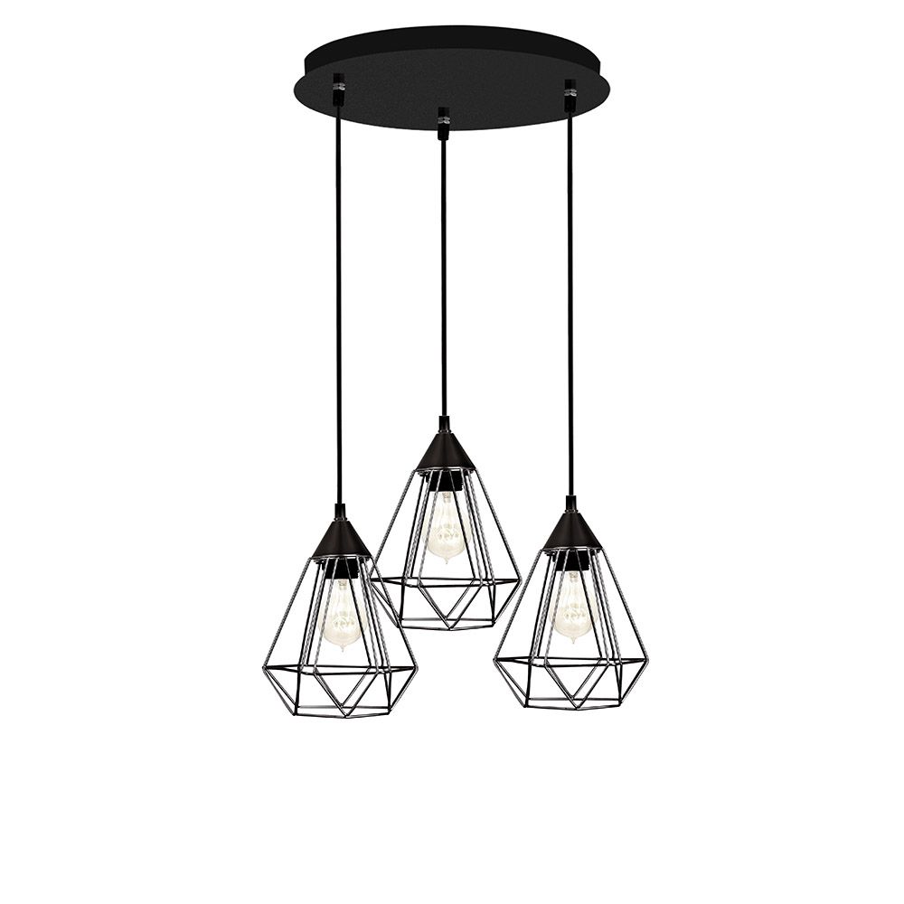 Paolo metal hanging light 3-bulb suspension