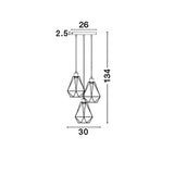 Paolo metal hanging light 3-bulb suspension