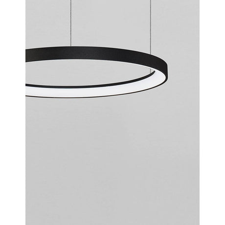 Pertino LED Hängeleuchte Dimmbar von Nova Luce, moderne schwarze Ring-Pendelleuchte mit blendfreiem Licht