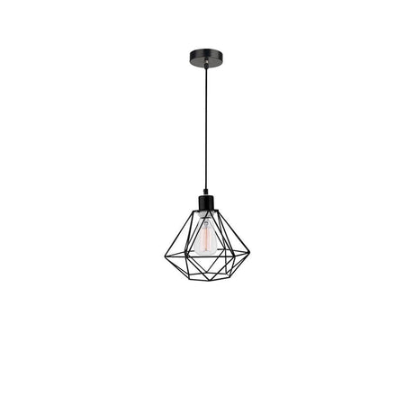Pietra Pendellampe Ø 26cm Metall in modernem Design mit rautenförmigem Schirm aus schwarz lackiertem Metall.