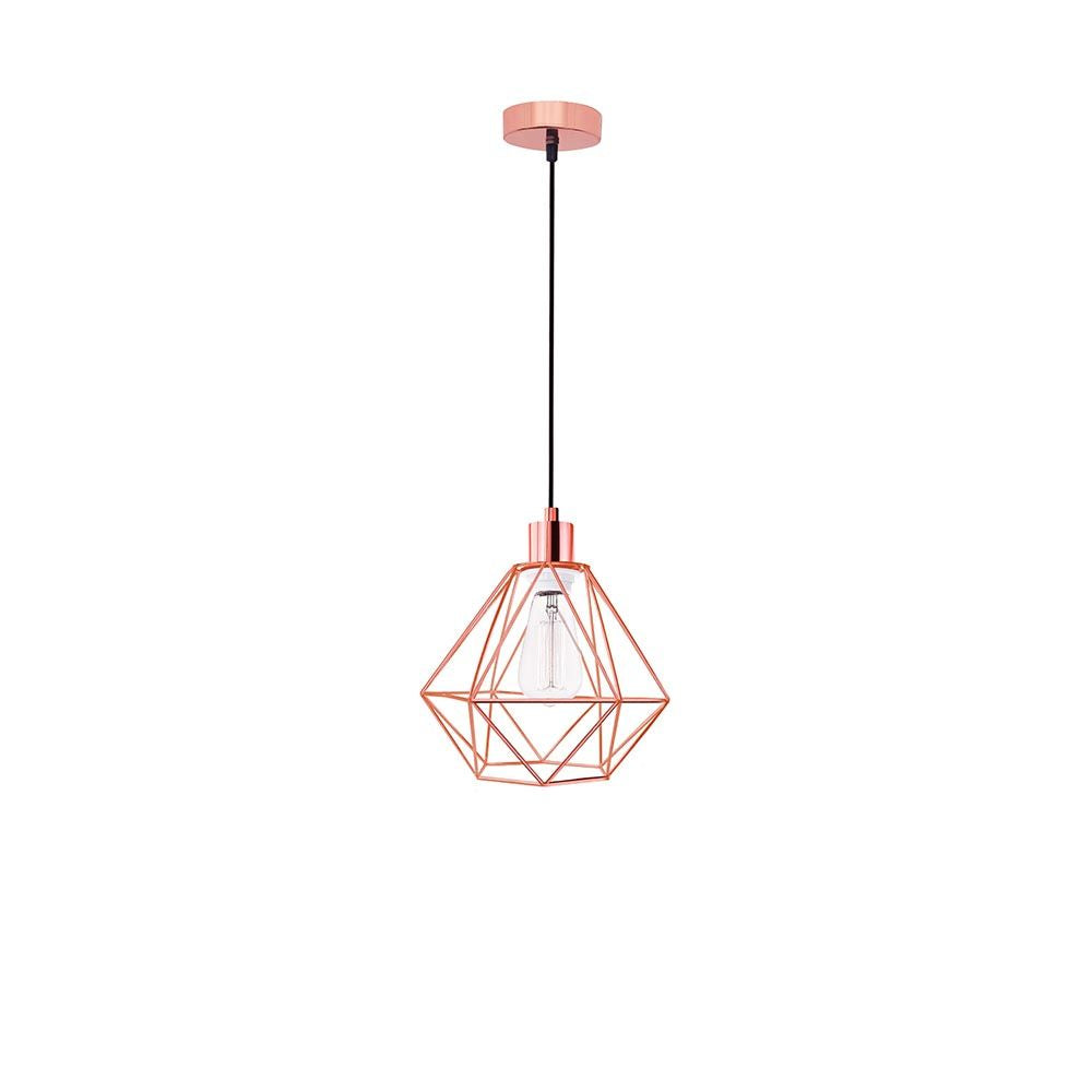 Pietra Pendelleuchte in Roségold mit rautenförmigem Schirm, ideal für moderne und klassische Innenräume.