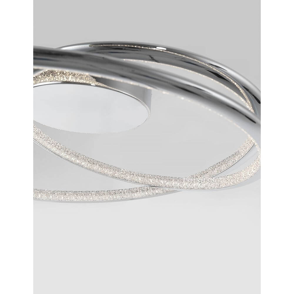 Plasencia LED Deckenleuchte Chrom mit elegantem Design aus Aluminium und Glas, integrierter LED-Lichtquelle.