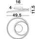 Produktdiagramm der Plasencia LED Deckenleuchte Chrom mit Abmessungen 16 cm, 49.5 cm, und 11.5 cm.