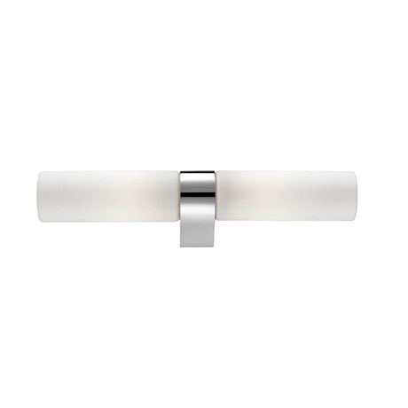 Polo Glas bathroom wall light, 2-light, chrome with two white glass shades and a glossy chrome element.