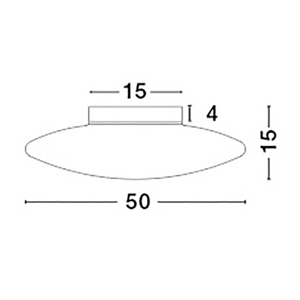 Pressione Glas Deckenleuchte Ø 50cm maßliche Darstellung mit Abmessungen.
