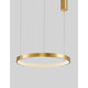 Moderne Preston LED Hängelampe in Antik-Gold mit elegantem Design und Kristalllichtstreuung.
