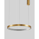 Moderne Preston LED Hängelampe in Antik-Gold, elegantes Design mit Kristallelement für stimmungsvolle Beleuchtung.