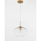 Prisma Glas Pendelleuchte Gold mit klarem Glas und goldfarbenem Metallrahmen, modernes und stilvolles Design.