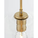 Detailaufnahme der Prisma Glas Pendelleuchte Gold mit goldenem Metall und klarer Glasglocke.