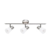 Publico Nickel Deckenspot 3-flammig Glas mit satiniertem Nickel und Opalglas, verstellbarem 3er-Strahler