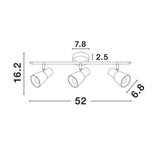 Publico nickel ceiling spot 3-flame glass