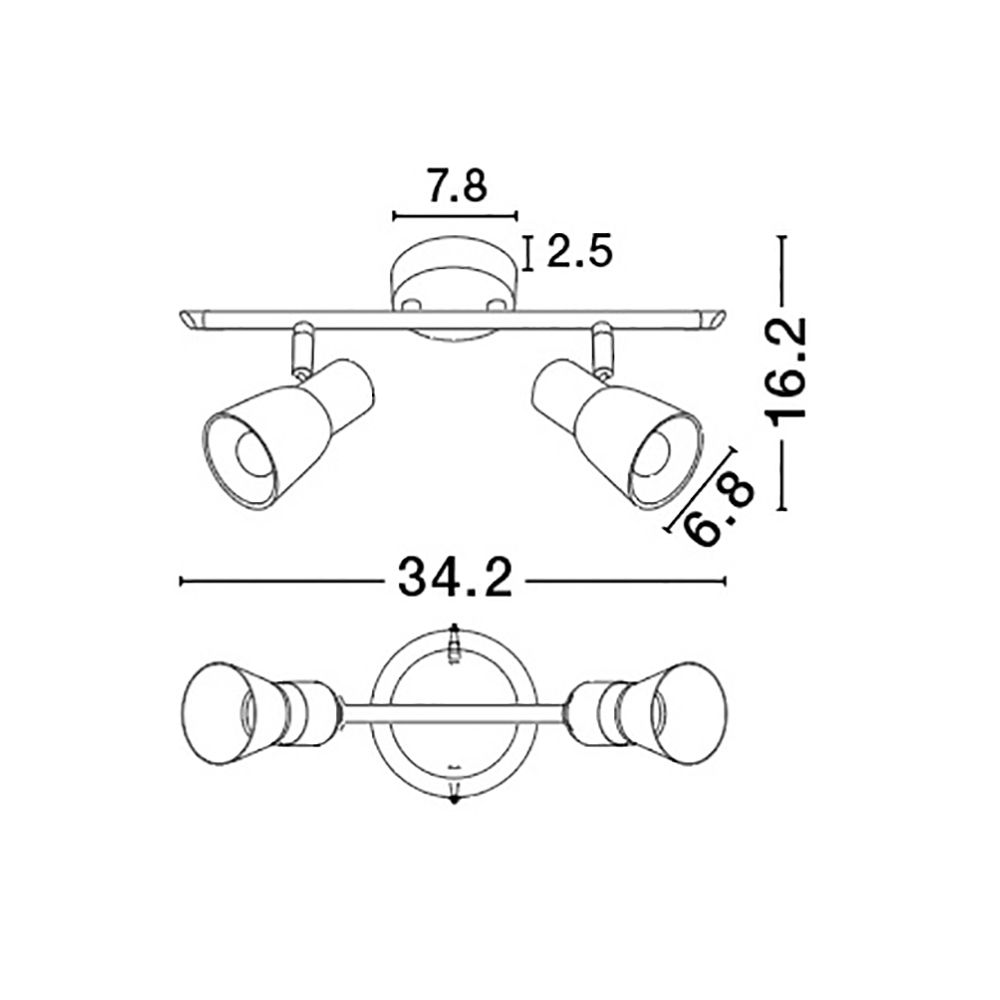 Publico ceiling spotlight 2-bulb metal, opal