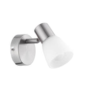 Publico Nickel Wandspot Satiniert - elegante Wandleuchte aus Metall mit drehbarem Strahler und Opalglas-Schirm
