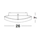 Technische Zeichnung der Quale Wandlampe Satiniertes Glas mit Abmessungen von 26x7 cm.