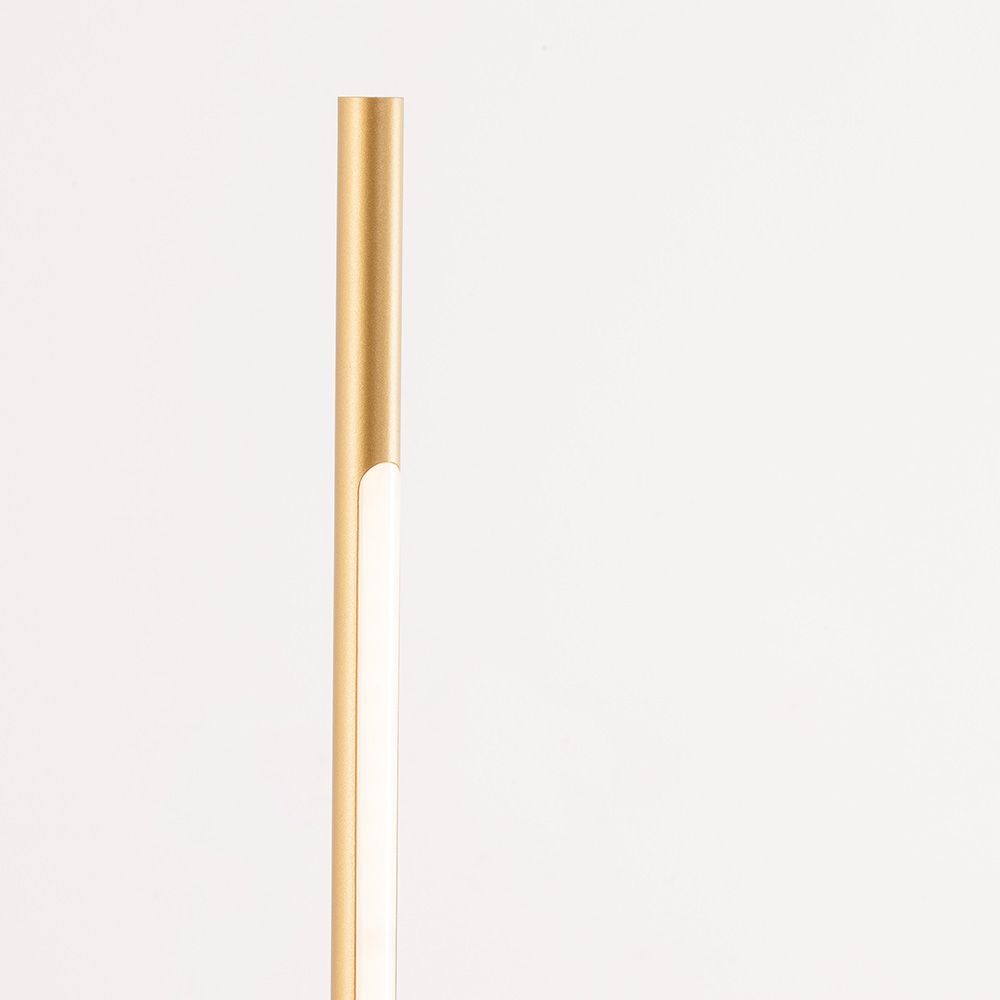 Raccio LED Stehlampe in Gold, modernes Design mit integriertem LED-Streifen für optimale Lichtverteilung.