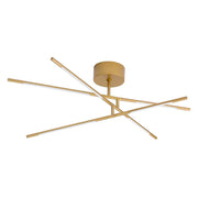 Raccio LED plafonnier pivotant, métal au design moderne avec des barres lumineuses dorées.