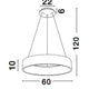 Rando LED Hängelampe Grau Ø 60cm: Technische Zeichnung mit Maßen 60cm Durchmesser, 10cm Höhe.