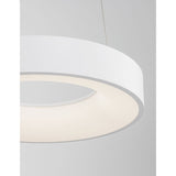 Detailansicht der Rando LED Thin Hängelampe mit minimalistischem Design in Weiß.