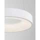 Detailansicht der Rando LED Thin Hängelampe mit minimalistischem Design in Weiß.