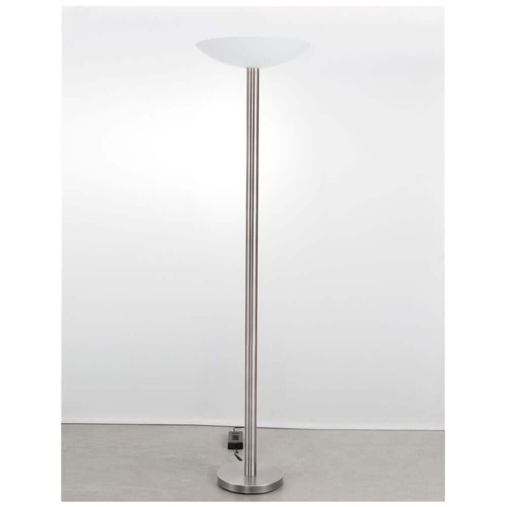 Rocco LED Stehlampe Metall Acryl mit stilvollem Design und satiniertem Nickel-Finish, ideale Wohnzimmerbeleuchtung.