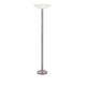 Rocco LED Stehlampe Metall Acryl mit satiniertem Nickel-Finish und weißem Glas, moderne Stehleuchte für Wohnzimmer.