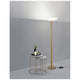Rocco LED Stehlampe Metall Acryl neben einem modernen Beistelltisch mit Pflanzen und Dekoration.