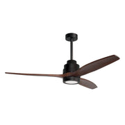 Sabal LED Ventilator Stahl Holz von Nova Luce in Schwarz und Braun, moderne Ventilator-Leuchte für Wohn- und Essbereich