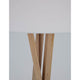 Detailansicht der Salino Stehlampe Naturholz mit modernem Holzfuß und schlichtem Lampenschirm.