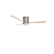 Satin LED Ventilator Gebürsteter Nickel, moderner Deckenventilator mit drei Polywood-Flügeln in Holzoptik
