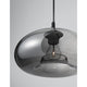 Savaz Hängeleuchte aus schwarzem Metall mit rauchfarbener Glaskuppel, stilvolle Pendelleuchte für modernes Interieur.