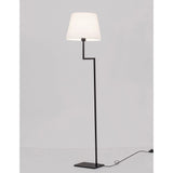 Savona Stehleuchte in schwarz mit weißem Stoffschirm, ideal für modernes Wohndesign im Büro oder Wohnzimmer.