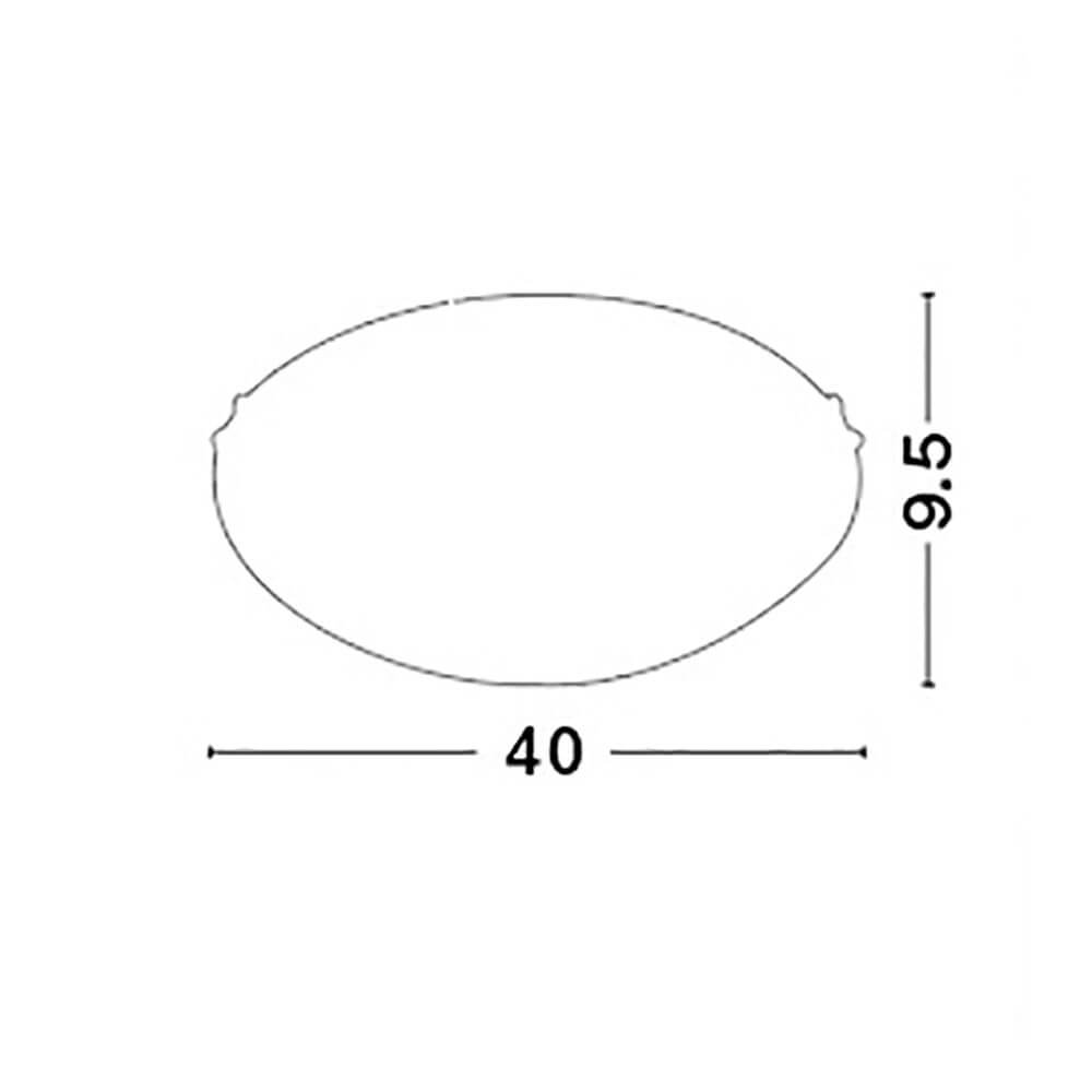 Maßzeichnung der Nova Luce Shell Deckenleuchte 3-flammig Weiß, Klar mit Abmessungen 40 cm x 9,5 cm.