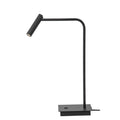 Moderne Sicilian Tischlampe in Schwarz, aus Aluminium mit verstellbarem Strahler und warmweißem LED-Licht.