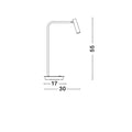 Technische Zeichnung der Sicily LED Tischlampe aus Metall in Schwarz, Maße: 55 cm hoch, 30 cm breit, 17 cm tief.