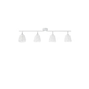 Sion 4-light ceiling spotlight, white fabric, with four adjustable lights in a modern design.