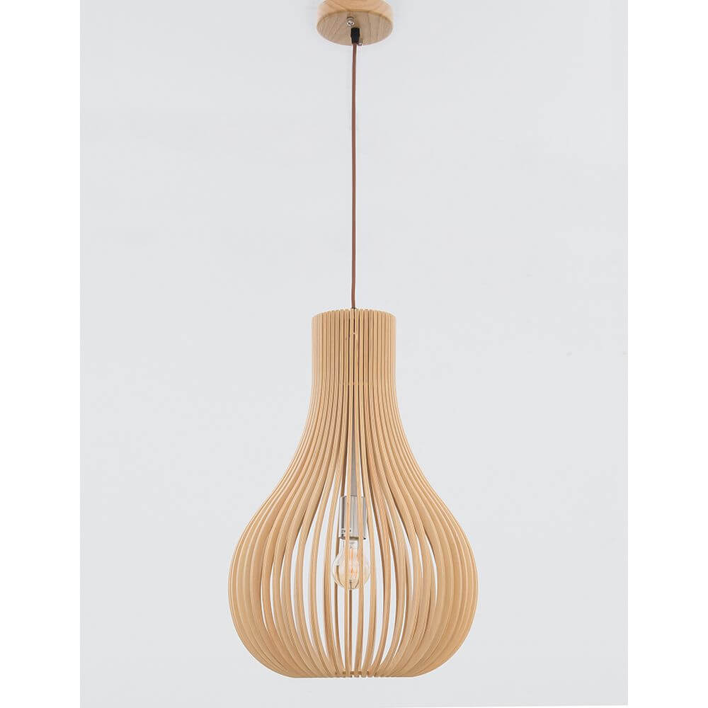 Soho Hängelampe Naturholz Ø 38cm im modernen skandinavischen Design, gefertigt aus hellem Naturholz.