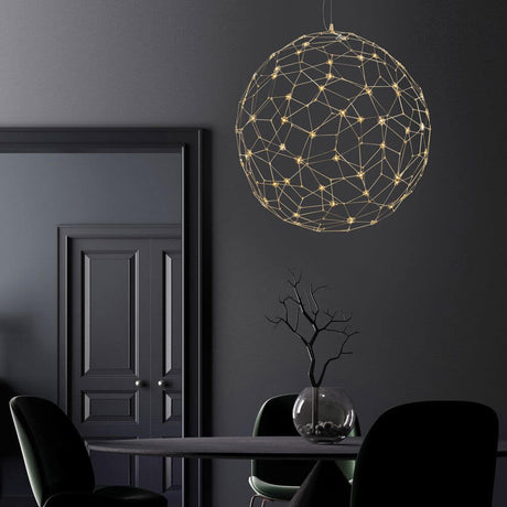 Nova Luce Sole LED-Drahtkugel Hängelampe Goldfarben, 60cm, moderne goldene Deckenleuchte über dem Esstisch