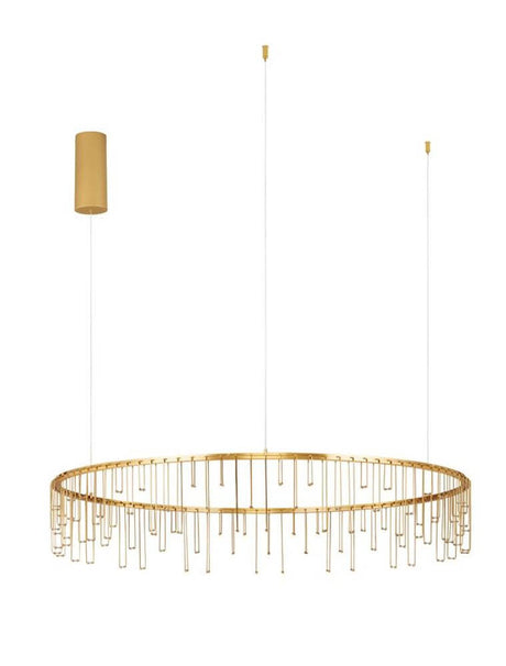 Stellar LED Hængelampe Ø 100 cm elegant gylden pendel med klare accenter.