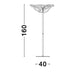 Tiriac LED Stehleuchte Metall, Gold, moderne Stehleuchte mit elegantem Design, Maße 160 cm hoch und 40 cm breit.