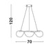Tiriac LED Hängeleuchte Metall Ø 70cm, technisches Diagramm mit Abmessungen von 120cm und 70cm.