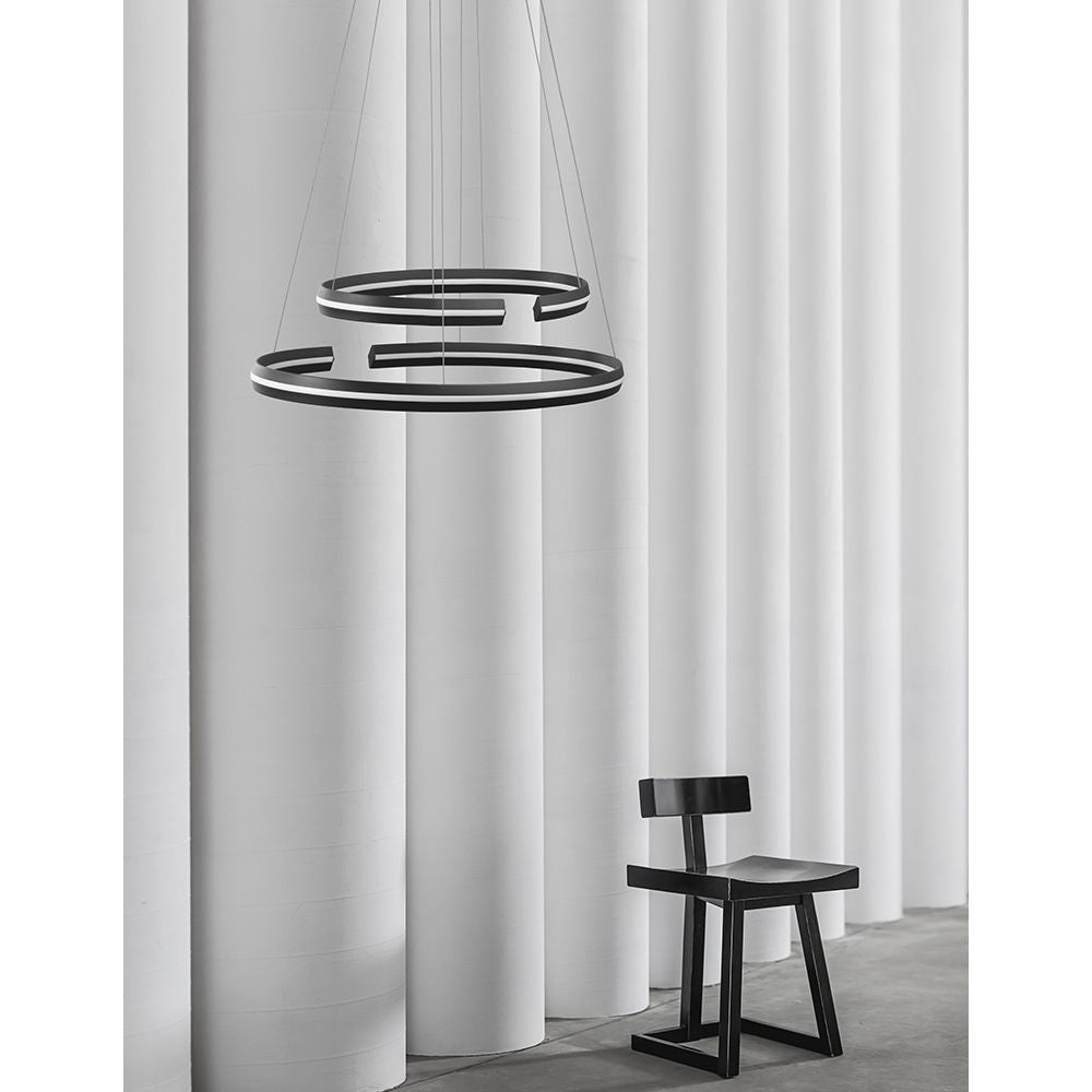 Torrent LED-roikkuu lamppu 2-renkaat metalli, akryyli