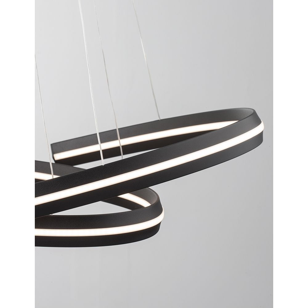 Torrent LED-roikkuu lamppu 2-renkaat metalli, akryyli