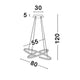 Torrente LED Hängeleuchte 2-Ringe Metall, Acryl Maßzeichnung mit Abmessungen 30 cm, 5 cm, 55 cm, 80 cm und 120 cm.