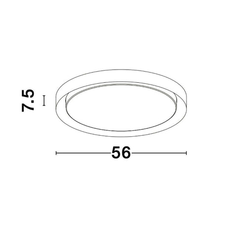Alt Tag: Troy LED Deckenlampe Rund, Metall – flache runde Deckenleuchte 56 cm Ø, 7,5 cm hoch, integrierte 50W LED, warmweiß, dimmbar, weißer Acrylschirm